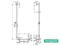 MEDIDAS BARRA DUCHA CON REPISA UNICA COMFORT HANSGROHE